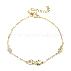 Brass Micro Pave Clear Cubic Zirconia Infinity Link Bracelets&nbsp;KK-CBA6980-27G