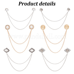 6Pcs 6 Styles Alloy Hanging Chains Collar Pins Tie Clips&nbsp;JEWB-GO0001-04