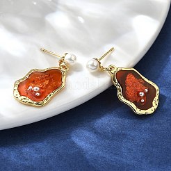Teardrop Brass Enamel Stud Earrings&nbsp;EJEW-Z086-15G