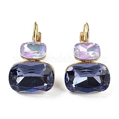 Glass Rectangle Leverback Earrings&nbsp;EJEW-P245-01G
