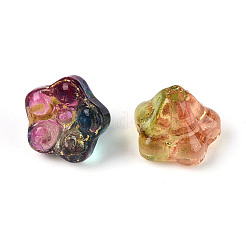 Baking Paint and Golden Metal Enlaced Glass Beads&nbsp;DGLA-T004-34M