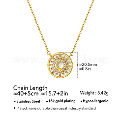316 Surgical Stainless Steel Micro Pave Clear Cubic Zirconia Sun with Moon Pendant Necklaces for Women&nbsp;WG49F96-01