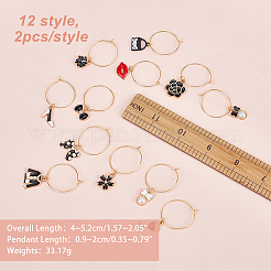 24Pcs 12 Style Alloy Enamel & Rhinestone & ABS Plastic Imitation Pearl Wine Glass Charms&nbsp;AJEW-AB00050