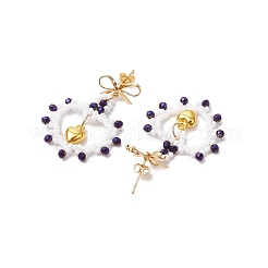 Glass Seed Beads Dangle Stud Earrings&nbsp;EJEW-MZ00396