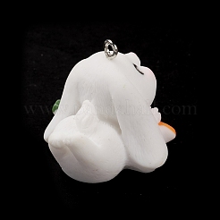 Opaque Resin Cute Bunny Pendants&nbsp;X-RESI-K023-02