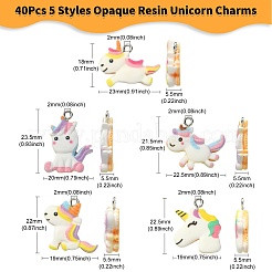 40Pcs 5 Styles Opaque Resin Unicorn Pendants&nbsp;RESI-CJ0002-83
