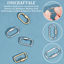 4Pcs 4 Styles Ion Plating(IP) 304 Stainless Steel Screw Carabiner Lock Charms&nbsp;STAS-UN0053-33