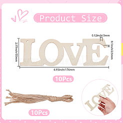10Pcs DIY Mother's Day Unfinished Wood Word Love Pendants&nbsp;DIY-SP0006-79