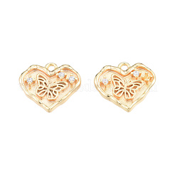 Brass Micro Pave Clear Cubic Zirconia Charms&nbsp;KK-N231-376