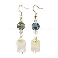 Natural Abalone Shell/Paua Shell & Natural Trochid Shell/Trochus Shell Dangle Earring for Women&nbsp;EJEW-JE07401