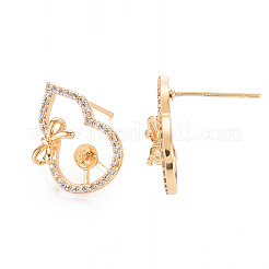 Brass Micro Pave Clear Cubic Zirconia Earring Findings&nbsp;KK-T062-226G-NF