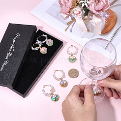 6Pcs Flower Alloy Enamel Glass Wine Glass Charms&nbsp;AJEW-SC00078