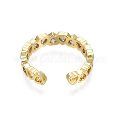 Cubic Zirconia Heart Wrap Open Cuff Ring&nbsp;RJEW-N035-121