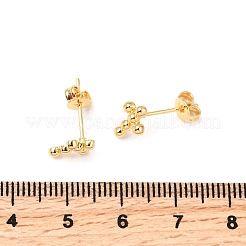 Brass Cross Stud Earrings&nbsp;EJEW-A135-18G