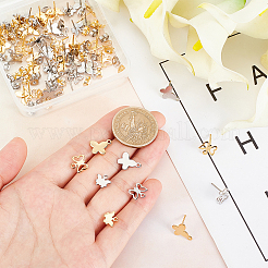 60Pcs 6 Style 304 Stainless Steel Stud Earring Findings&nbsp;STAS-DC0010-11