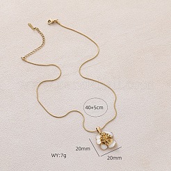 3Pcs Stainless Steel Enamel White Flower Pendant Round Snake Chain Necklaces for Women&nbsp;OT9180-2