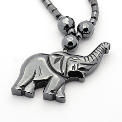 Trendy Men's Non-Magnetic Synthetic Hematite Beaded Necklaces&nbsp;NJEW-M002-21