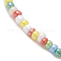 Natural Pearl & Evil Eye Lampwork & Seed Beaded Stretch Bracelet for Women&nbsp;BJEW-JB09371