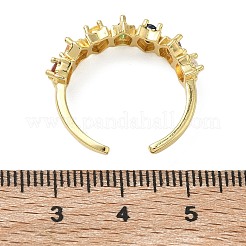 Brass Micro Pave Cubic Zirconia Cuff Open Rings for Women&nbsp;RJEW-C163-08G