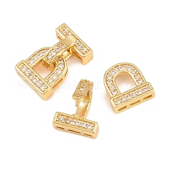 Brass Micro Pave Clear Cubic Zirconia Fold Over Clasps&nbsp;KK-U059-68G