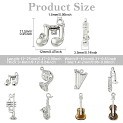 16Pcs 8 Styles Alloy Musical Instruments Pendants&nbsp;FIND-CJ0005-56P