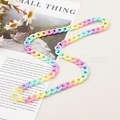 Personalized Rainbow Acrylic Curb Chain Necklaces&nbsp;NJEW-JN03514