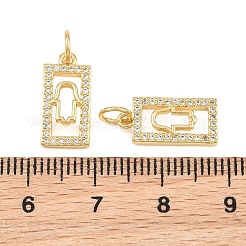 Brass Micro Pave Clear Cubic Zirconia Charms&nbsp;CU-CBA4934-08G-B