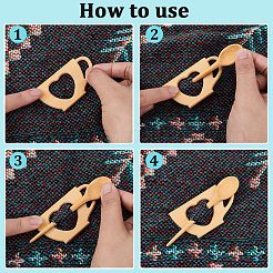 2 Sets 2 Styles Wood Brooches&nbsp;JEWB-GF0011-54B