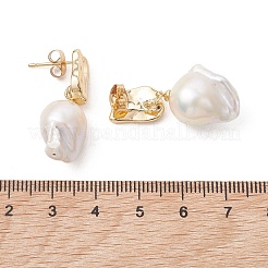 Nuggets Natural Baroque Pearl Keshi Pearl Dangle Stud Earrings&nbsp;EJEW-JE07001