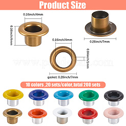 200 Sets 10 Colors Iron Grommet Eyelet Findings&nbsp;SCRA-GF0001-10B-06