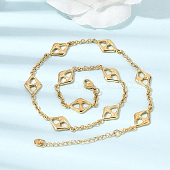 304 Stainless Steel Link Chain Necklaces for Women&nbsp;NJEW-G197-01G-01