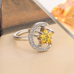 Brass Micro Pave Clear Cubic Zirconia Finger Rings for Women&nbsp;WGF1421-01
