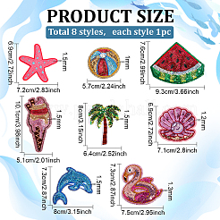 8Pcs 8 Styles Polyester Computerized Embroidery Patches&nbsp;PATC-PH0001-99