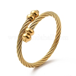 Ion Plating(IP) 304 Stainless Steel Twist Rope Open Cuff Bangle&nbsp;BJEW-P283-50C