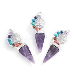 Natural & Synthetic Mixed Gemstone Big Chakra Pointed Pendants&nbsp;G-E566-06