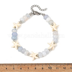Natural Banded Agate & Gemstone Starfish Shape  Beaded Bracelets&nbsp;BJEW-JB14419