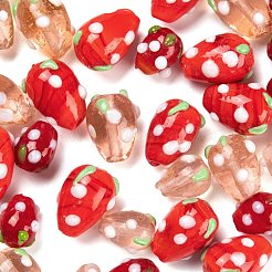 40Pcs Handmade Lampwork 3D Strawberry Beads&nbsp;LAMP-LS0001-10