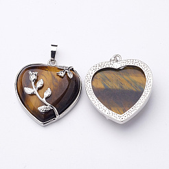 Heart Natural Tiger Eye Pendants&nbsp;GP356-7