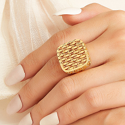 Hollow Square Brass Open Cuff Rings for Women&nbsp;TF4137