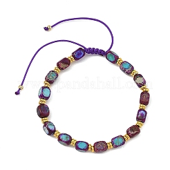 Adjustable Dyed Natural Imperial Jasper Cuboid Braided Bead Bracelets&nbsp;BJEW-JB14247
