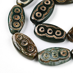Oval with 3-Eye Pattern Tibetan Style dZi Beads Strands&nbsp;G-NH0001-14C