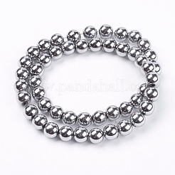 Non-magnetic Synthetic Hematite Beads Strands&nbsp;G-S096-8mm-3