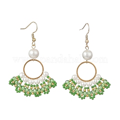 Glass Braided Beads Dangle Earrings&nbsp;EJEW-MZ00747