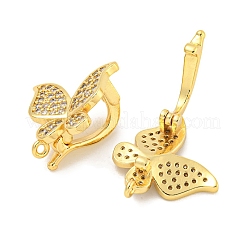 Rack Plating Brass Micro Pave Clear Cubic Zirconia Twister Clasps&nbsp;KK-B093-28G