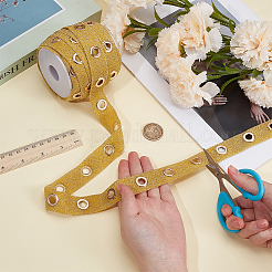 15 Yards Glitter Polyester Ribbon with Stainless Steel Eyelets&nbsp;OCOR-BC0009-66B