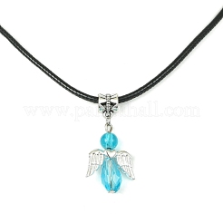 Angel Shape Alloy with Glass Pendant Necklaces&nbsp;NJEW-JN04560