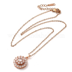 Brass Pave Clear Glass Flower Pendant Necklaces&nbsp;NJEW-M080-07B
