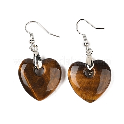 Natutal Tiger Eye Dangle Earrings&nbsp;EJEW-F343-D08
