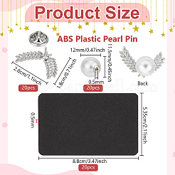 20Pcs ABS Plastic Pearl Pin&nbsp;JEWB-BC0001-15A