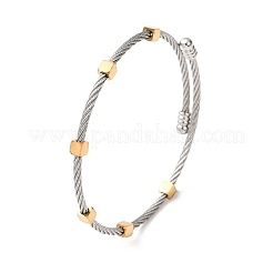 Duo Tone 304 Stainless Steel Cube Bead Cuff Bangles for Women&nbsp;SA-CBA2192-01GP